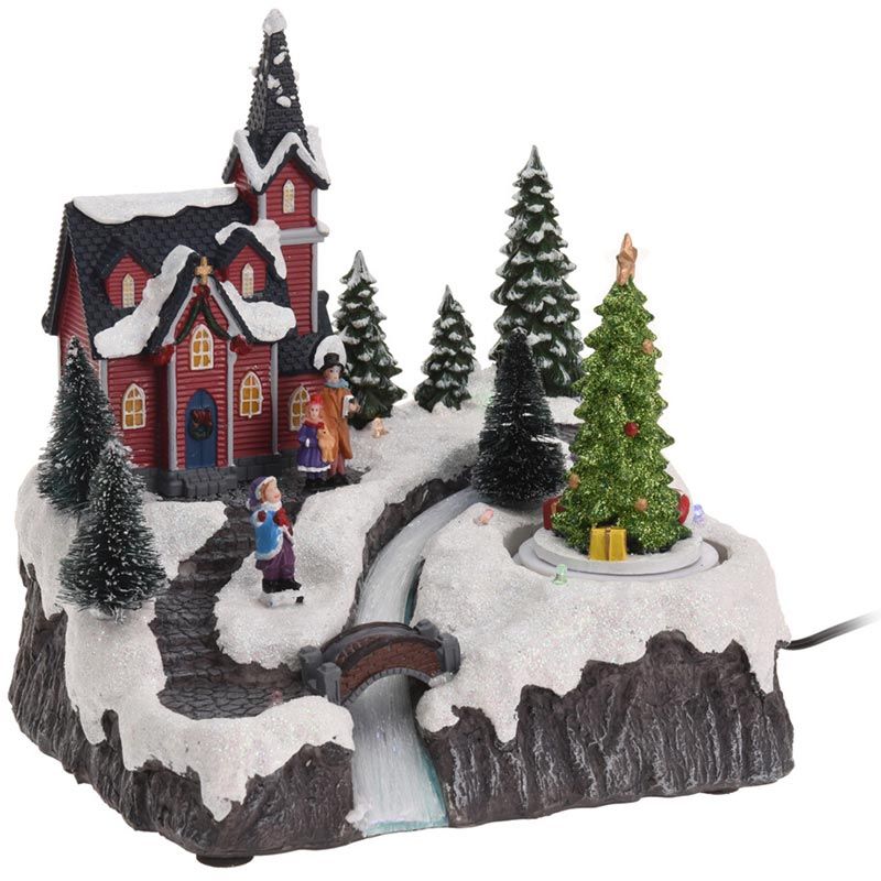 Kersthuisje Met Led Verlichting En Beweging - Op Batterijen