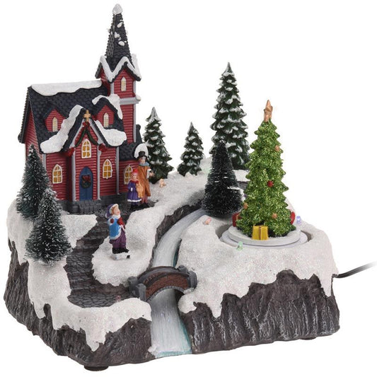 Kersthuisje Met Led Verlichting En Beweging - Op Batterijen