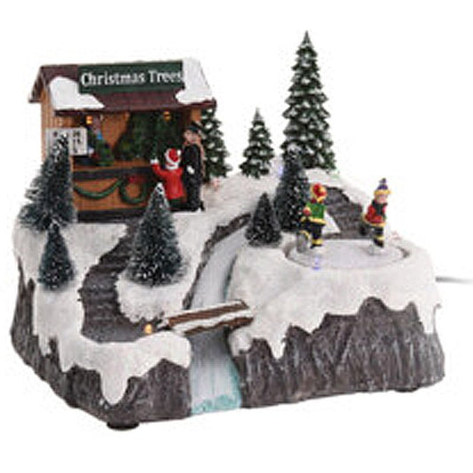 Kersthuisje Met Led Verlichting En Beweging - Op Batterijen