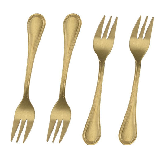 Excellent Houseware Gebaksvorkjes - 4 Stuks - Goudkleurig