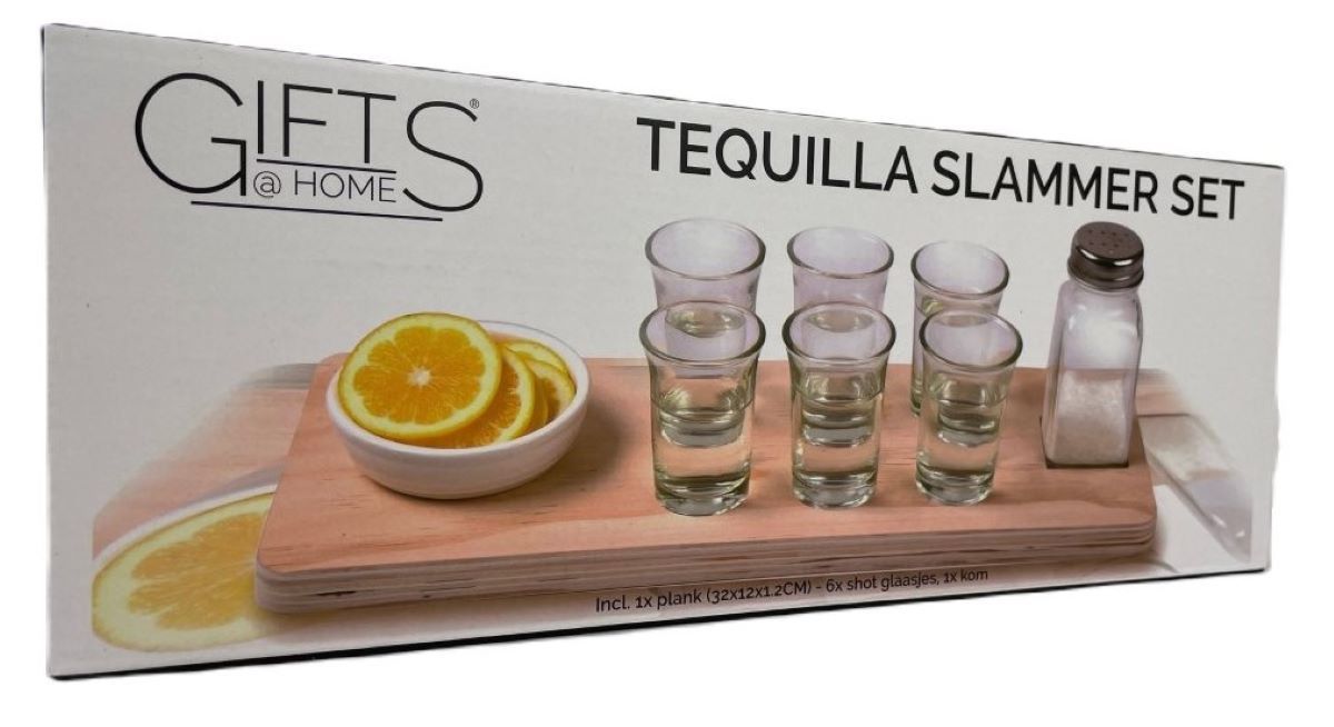 Gifts@Home Tequila Serving Set - Tequila Shotjes Op Serveerplank