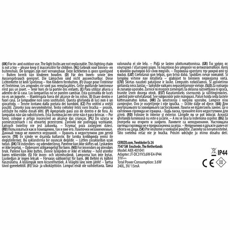 Ceruzo Led Verlichting - 18 Meter - 240 Led Lampjes - Warm Wit - Voor Binnen En Buiten