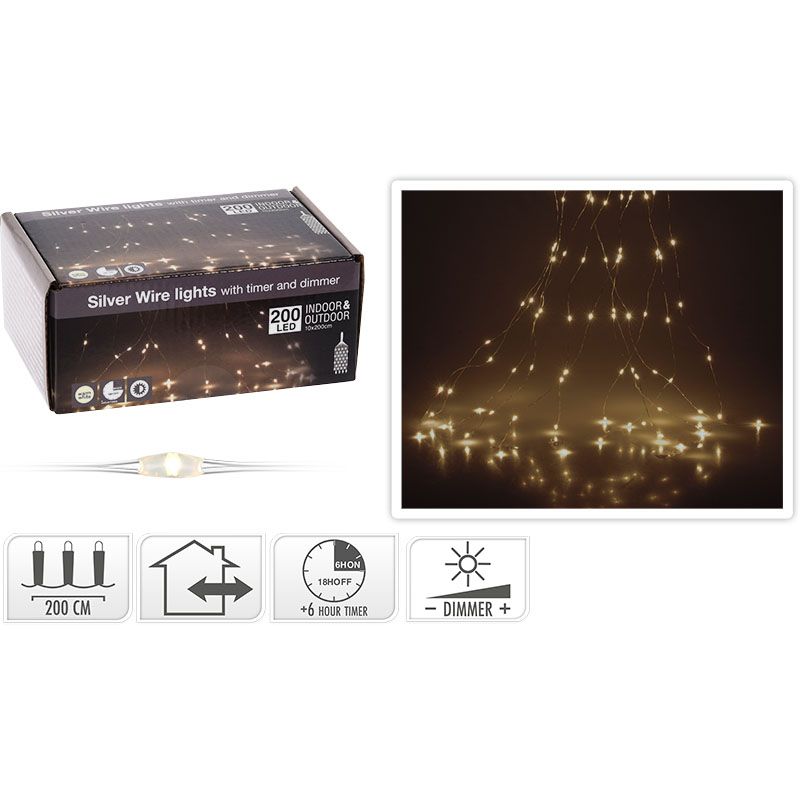 Cascadeverlichting - 200 Led - Warm Wit - Timer En Dimmer