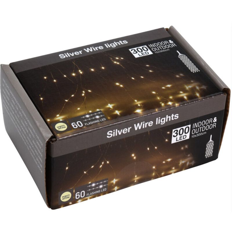 Cascadeverlichting Zilverdraad 300 Led Lampjes - Met Flash-Functie