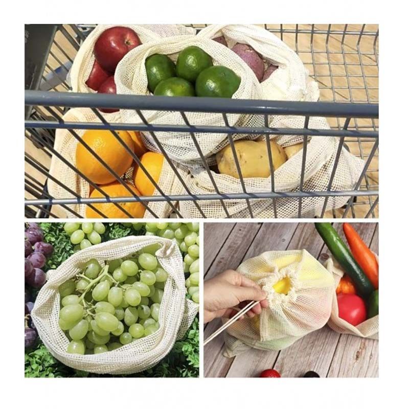 Duett Herbruikbare Fruit- En Groentezakjes - Biologisch Katoen - 6 Stuks