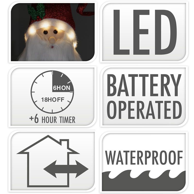 Happy Santa Xxl - 120Cm - Met Led Lampjes - Met Timer - Geschikt Voor Buiten