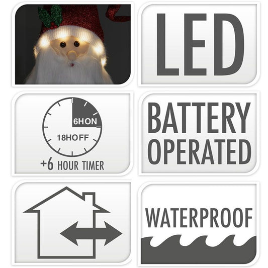 Happy Santa Xxl - 120Cm - Met Led Lampjes - Met Timer - Geschikt Voor Buiten
