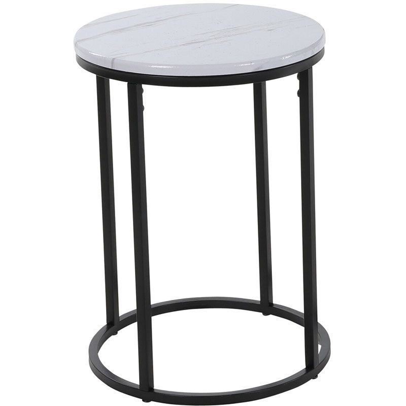 Trends4You Bijzettafels - Marmerlook - Wit - 40Xh50 En 30Xh40 Cm