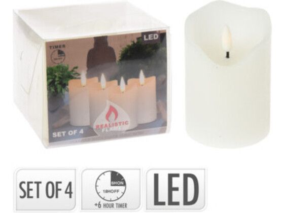 Led Kaarsen 5X7 Cm - Set Van 4 - Met Timer
