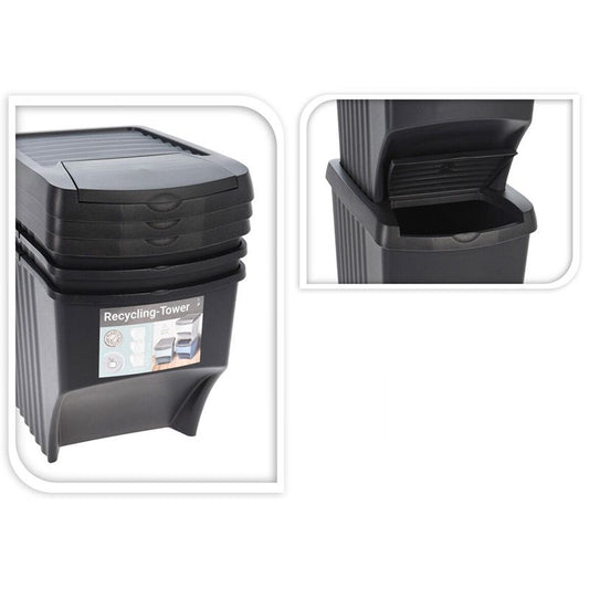Afvalscheidingsbakken - Stapelbaar - Kunststof - 3 X 22 Liter