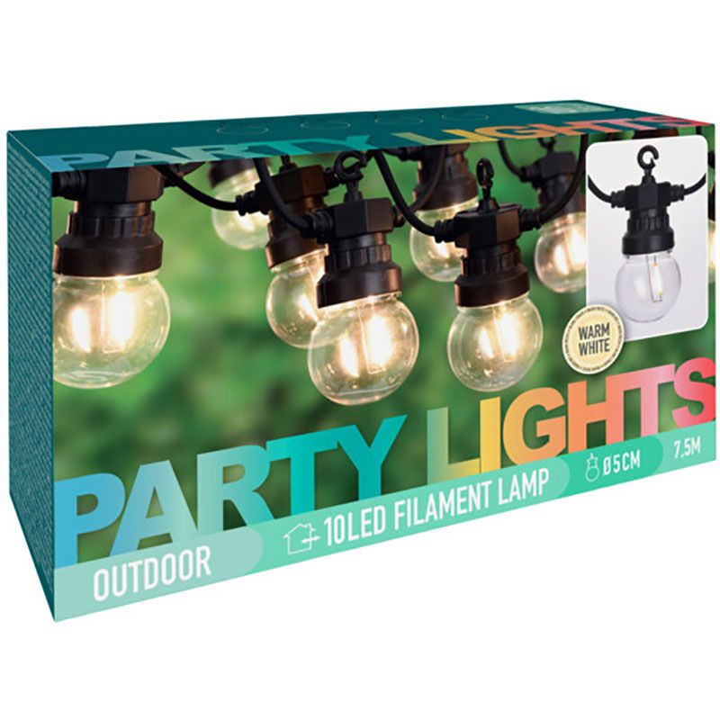 Lichtsnoer Met 10 Led Filament Lampen - Voor Buiten