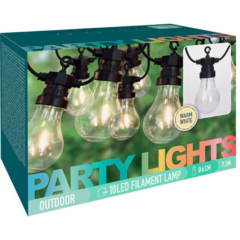 Lichtsnoer Met 10 Led Filament - Diameter 6Cm