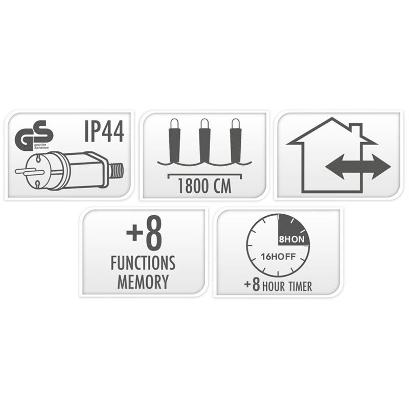 Maxi Cluster Kerstverlichting - 1200 Led - 18M - Wit - Timer - Lichtfuncties - Geheugen - Buiten