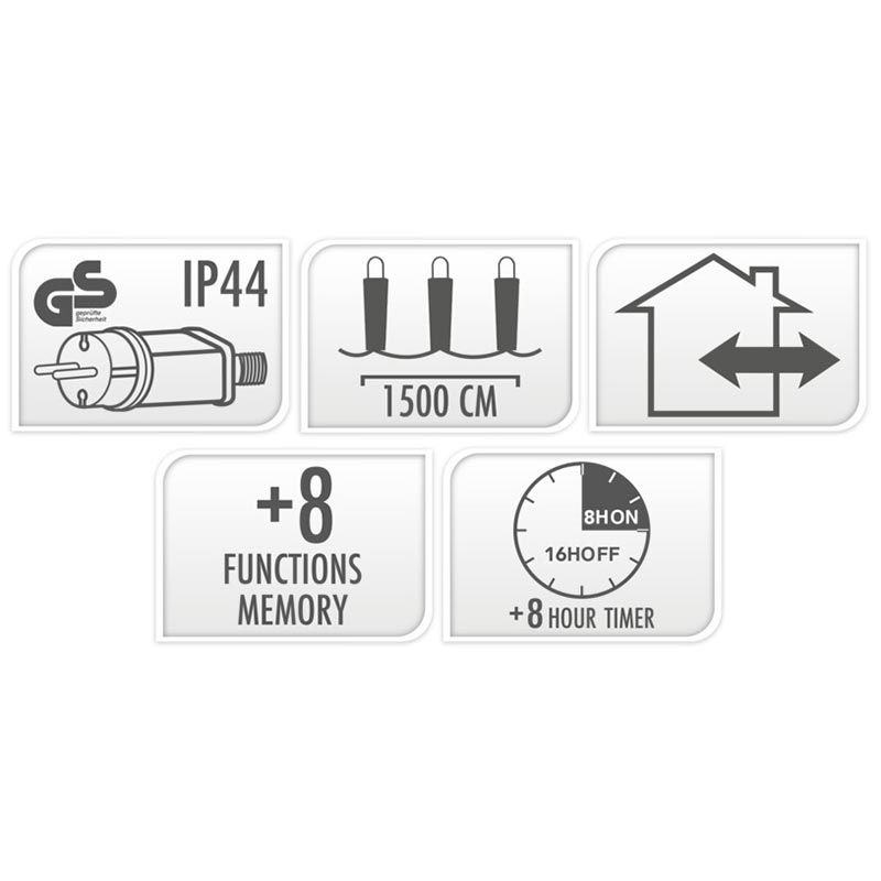 Maxi Cluster Kerstverlichting - 1000 Led - 15M - Warm Wit - Timer - Lichtfuncties - Geheugen - Buiten