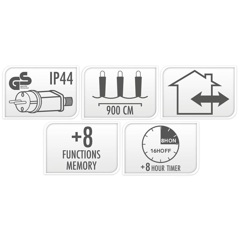 Maxi Cluster Kerstverlichting - 600 Led - 9M - Extra Warm Wit - Timer - Lichtfuncties - Geheugen - Buiten