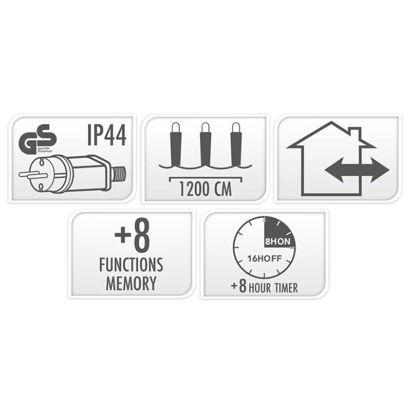 Maxi Cluster Kerstverlichting - 800 Led - 12M - Extra Warm Wit - Timer - Lichtfuncties - Geheugen - Buiten