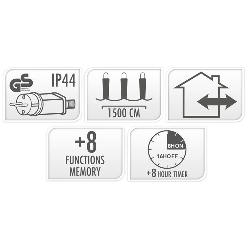 Maxi Cluster Kerstverlichting - 1000 Led - 15M - Extra Warm Wit - Timer - Lichtfuncties - Geheugen - Buiten