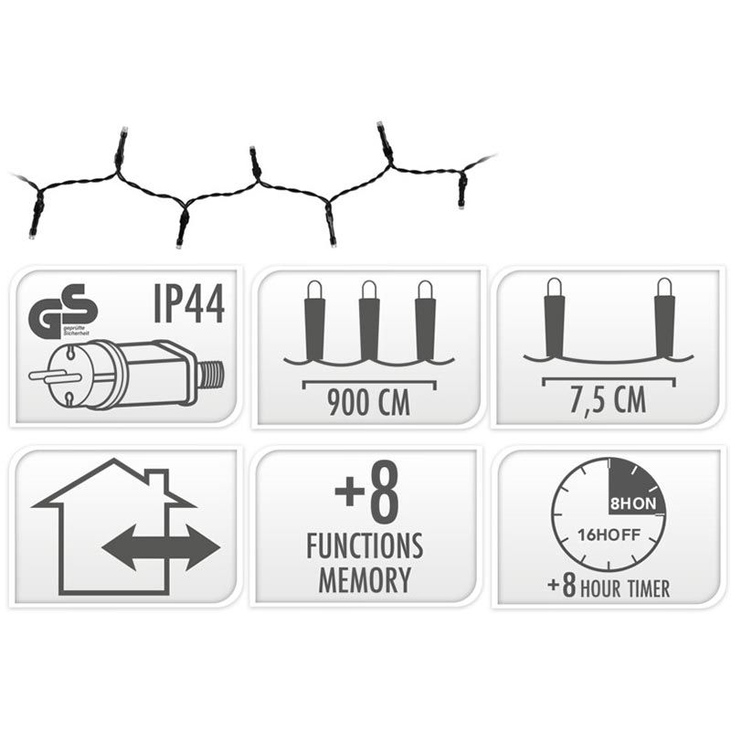 Kerstverlichting 120 Led- 9M - Multicolor - Timer - Lichtfuncties - Geheugen - Buiten