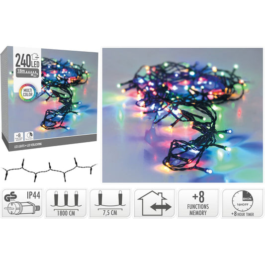 Kerstverlichting 240 Led- 18M - Multicolor - Timer - Lichtfuncties - Geheugen - Buiten