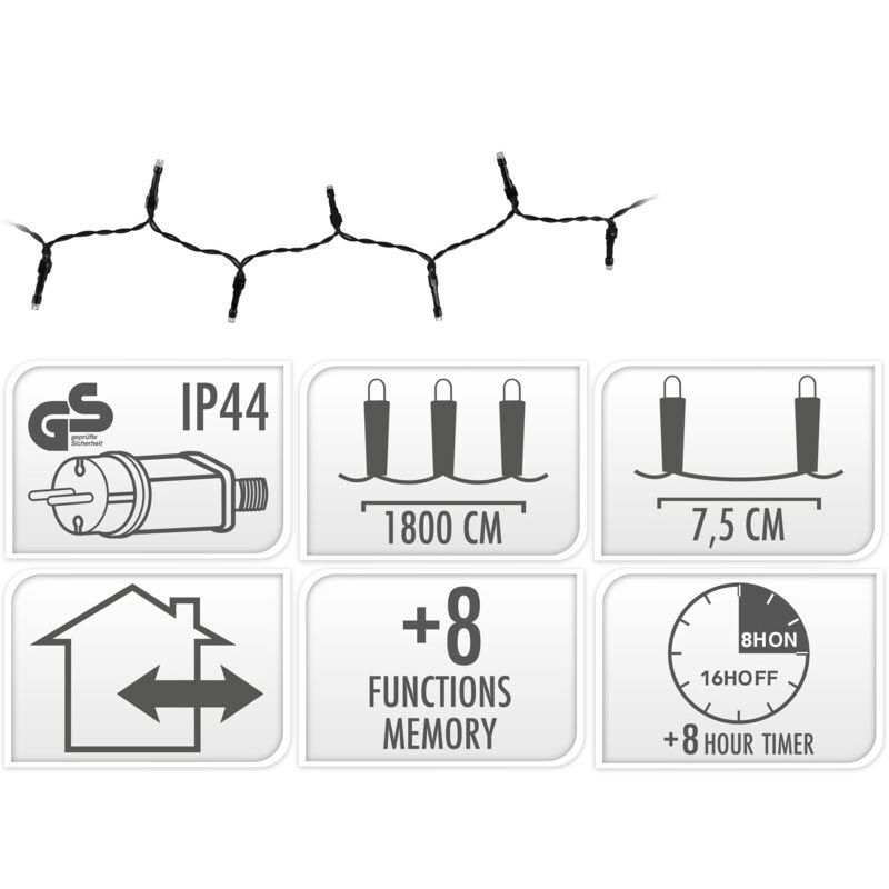 Kerstverlichting 240 Led- 18M - Multicolor - Timer - Lichtfuncties - Geheugen - Buiten
