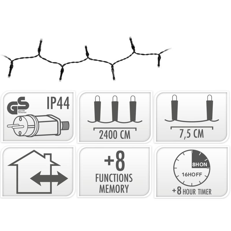 Kerstverlichting 320 Led- 24M - Multicolor - Timer - Lichtfuncties - Geheugen - Buiten