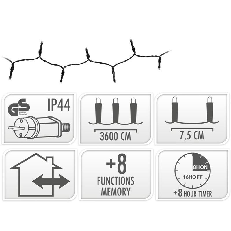 Kerstverlichting 480 Led- 36M - Multicolor - Timer - Lichtfuncties - Geheugen - Buiten