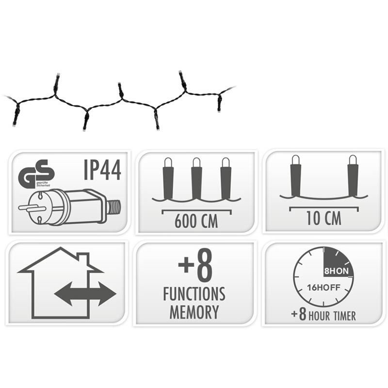 Kerstverlichting 80 Led- 6M - Extra Warm Wit - Timer - Lichtfuncties - Geheugen - Buiten