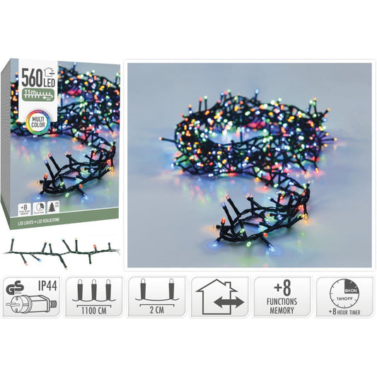 Microcluster - 560 Led - 11M - Multicolor - Timer - Lichtfuncties - Geheugen - Buiten