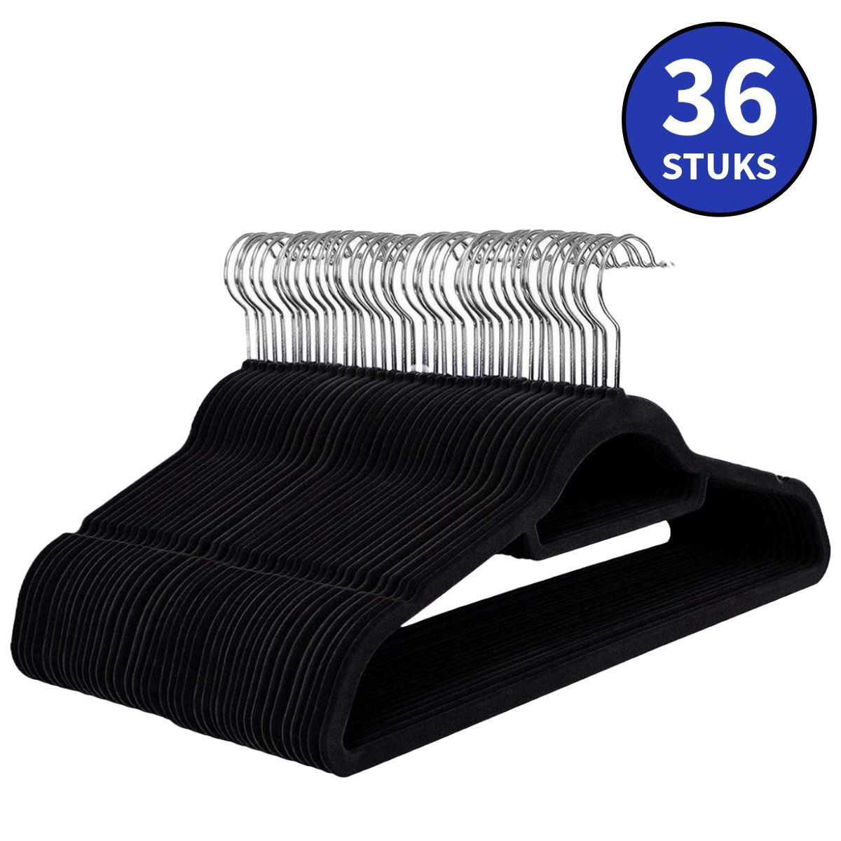 Ceruzo 36 X Anti-Slip Kledinghangers Met Broeklat - Zwart