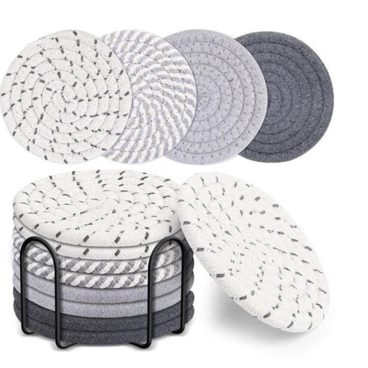 Ceruzo Onderzetters Met Houder - Set Van 8 - Grijs