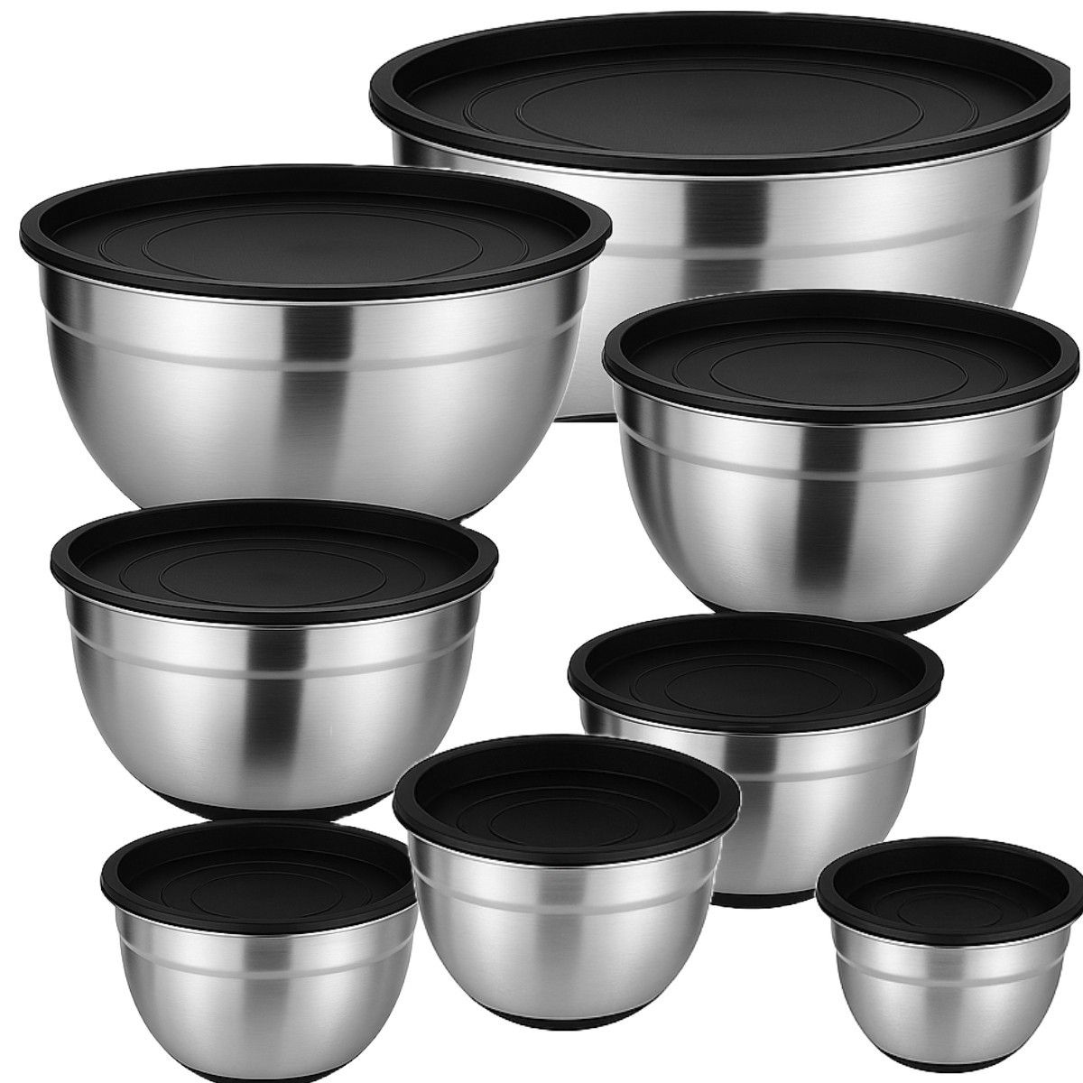 Ceruzo Mengkommen Met Deksel - Rvs - Set Van 8