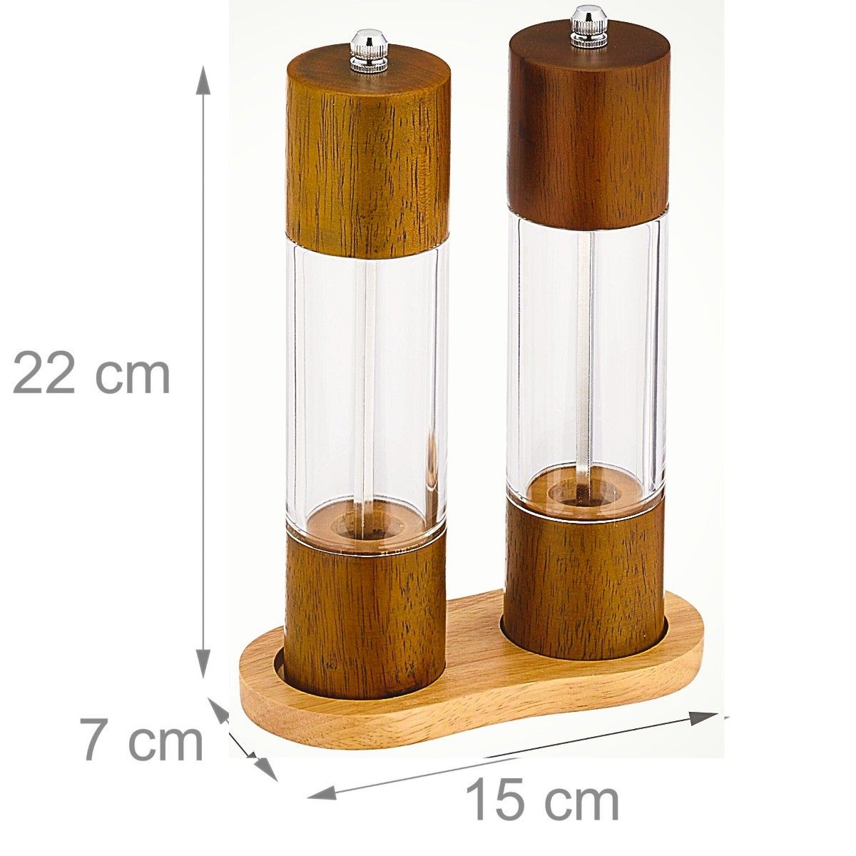 Ceruzo Pepermolen En Zoutmolen Set - 21Cm - Instelbare Maalgraad - Eikenhout