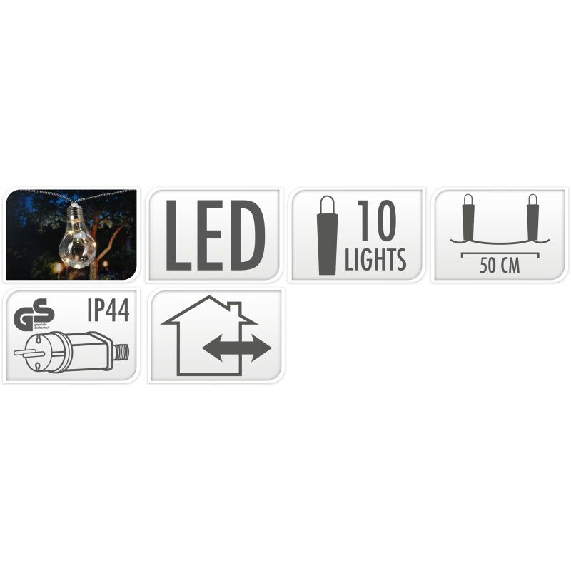 Feestverlichting Voor De Tuin - 450Cm - Warm Wit - 10X5 Led - Gevlochten Snoer