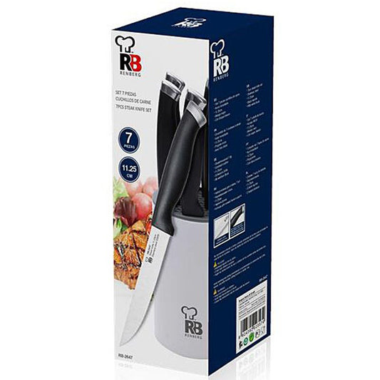 Renberg Rvs Steakmessen In Houder (7 Dlg)