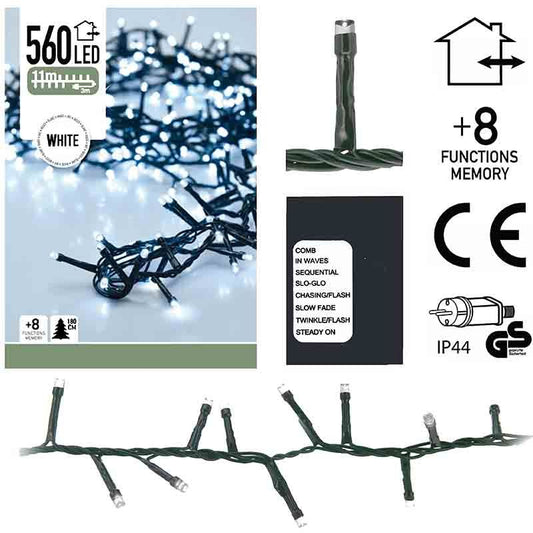 Micro Cluster 560 Led's - 11 Meter - Wit - 8 Functies + Geheugen