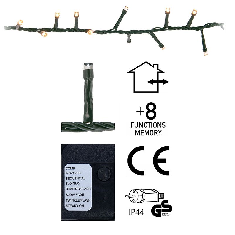 Micro Cluster 700 Led's - 14 Meter - Extra Warm Wit - 8 Functies + Geheugen