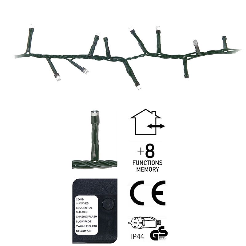 Decorativelighting Micro Cluster 1200 Led's - 24 Meter - Wit - 8 Functies + Geheugen