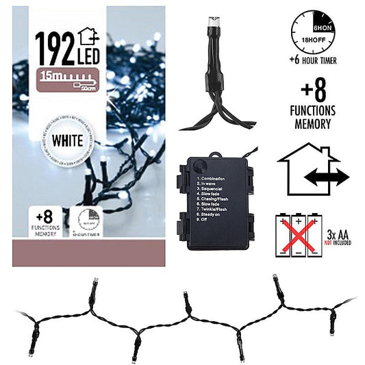 Led-Verlichting 192 Led's - Wit - Op Batterij