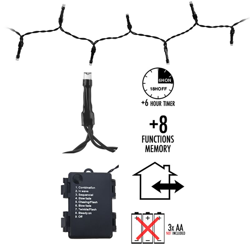 Led-Verlichting 192 Led's - Wit - Op Batterij