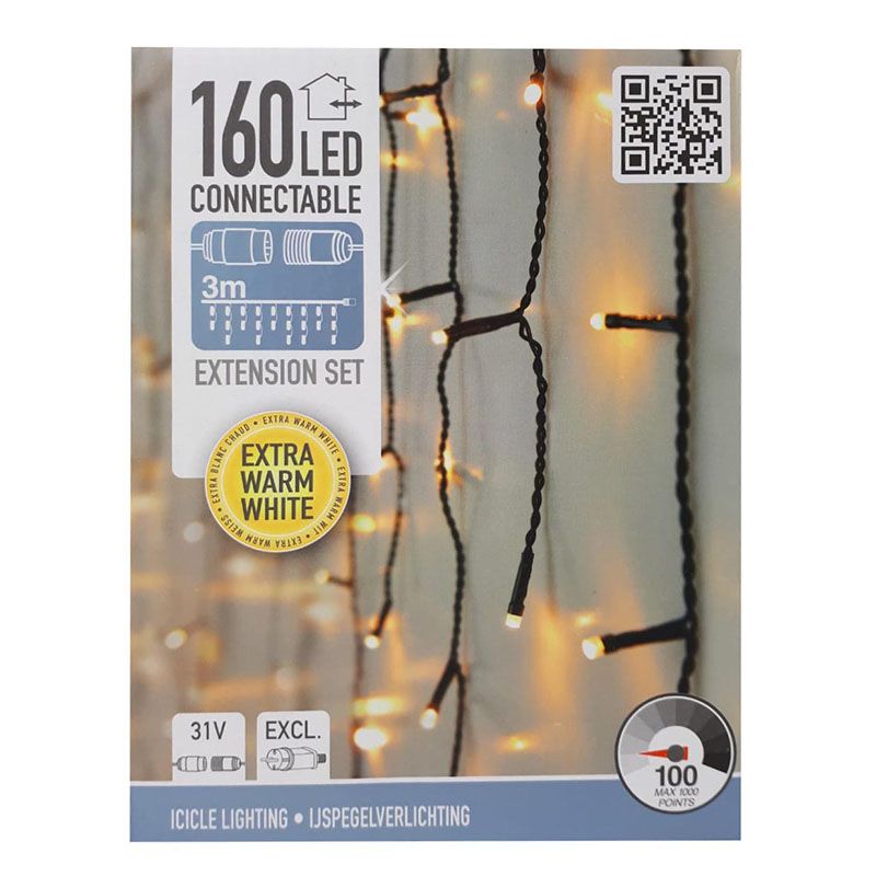 Decorativelighting Koppelbare Ijspegelverlichting - 160 Led - 3M - Extra Warm Wit