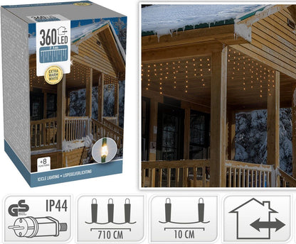 Ijspegel Lichtgordijn - 7.10 Meter - 360 Led's - Extra Warm Wit - Soft Wire