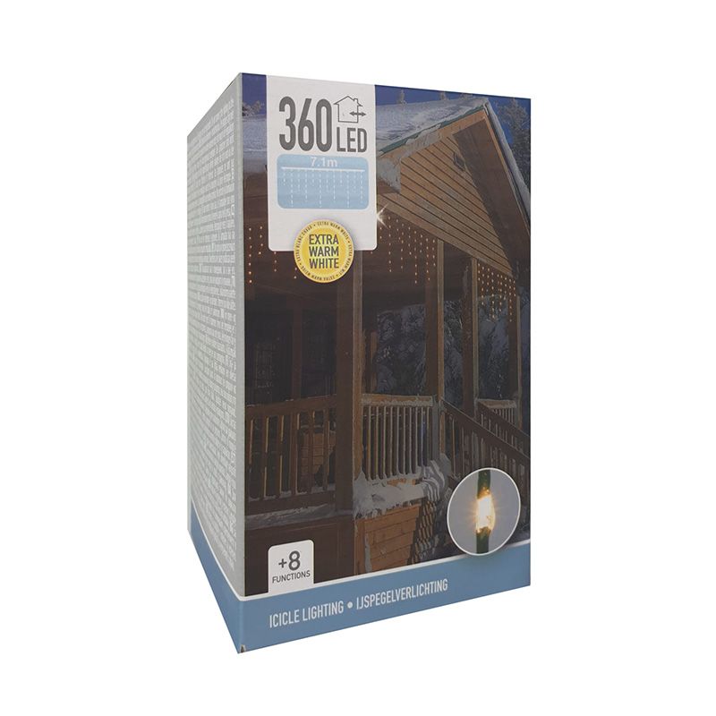 Ijspegel Lichtgordijn - 7.10 Meter - 360 Led's - Extra Warm Wit - Soft Wire