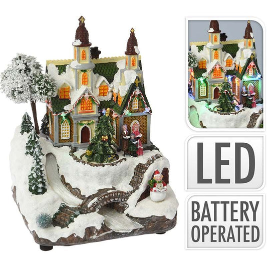 Kerstdorp - Met Rivier En Draaiende Kerstboom