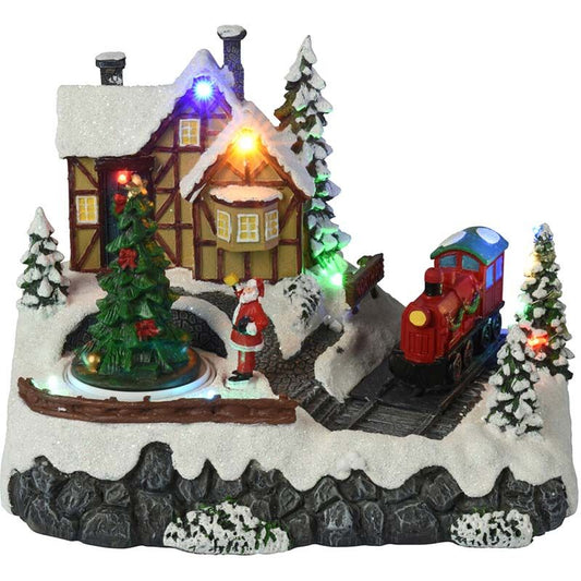 Kersttafereel - Trein - Met Verlichting En Beweging - Op Batterijen