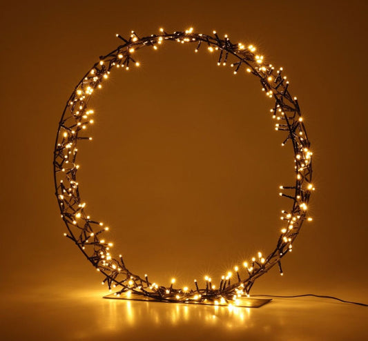 Kerstkrans Op Standaard - 200 Led - 40 Cm - Warm Wit - Timer