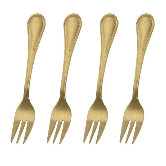 Excellent Houseware Gebaksvorkjes - 4 Stuks - Goudkleurig
