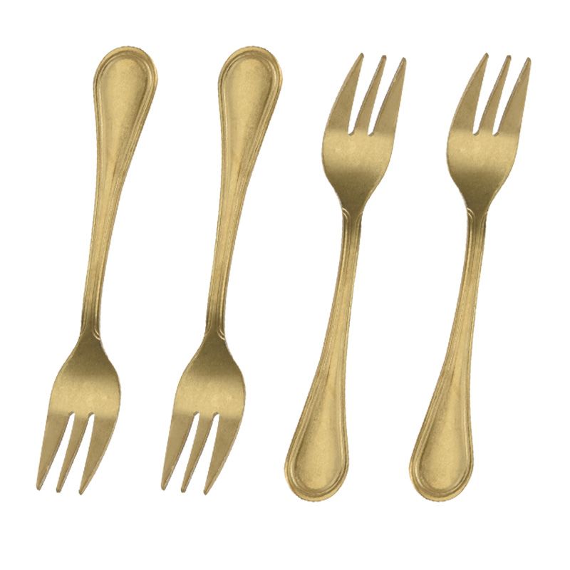 Excellent Houseware Gebaksvorkjes - 4 Stuks - Goudkleurig