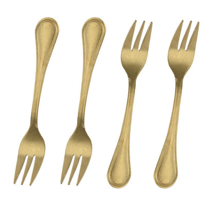 Excellent Houseware Gebaksvorkjes - 4 Stuks - Goudkleurig