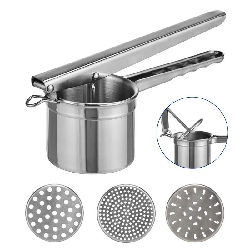 Ceruzo Pureestamper - Aardappelpers - Rvs - Met 3 Losse Schijven