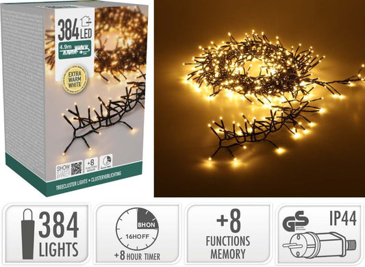 Treecluster Kerstboomverlichting - 384Led - Extra Warm Wit